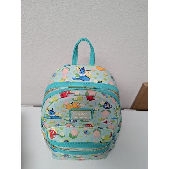 Loungefly Pokémon Water Type Lily Pad Allover Print Blue Mini Backpack NWT main image 11